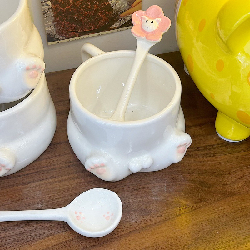 Ly sứ mèo hoàng thượng 2 bi vui nhộn kèm muỗng