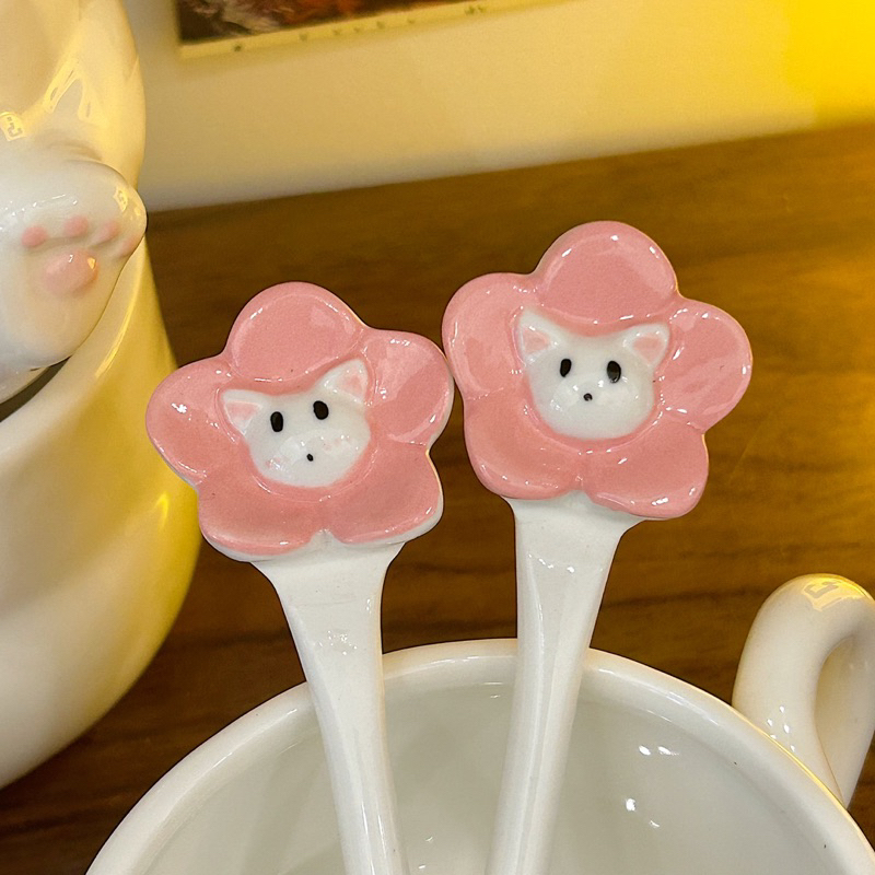 Ly sứ mèo hoàng thượng 2 bi vui nhộn kèm muỗng