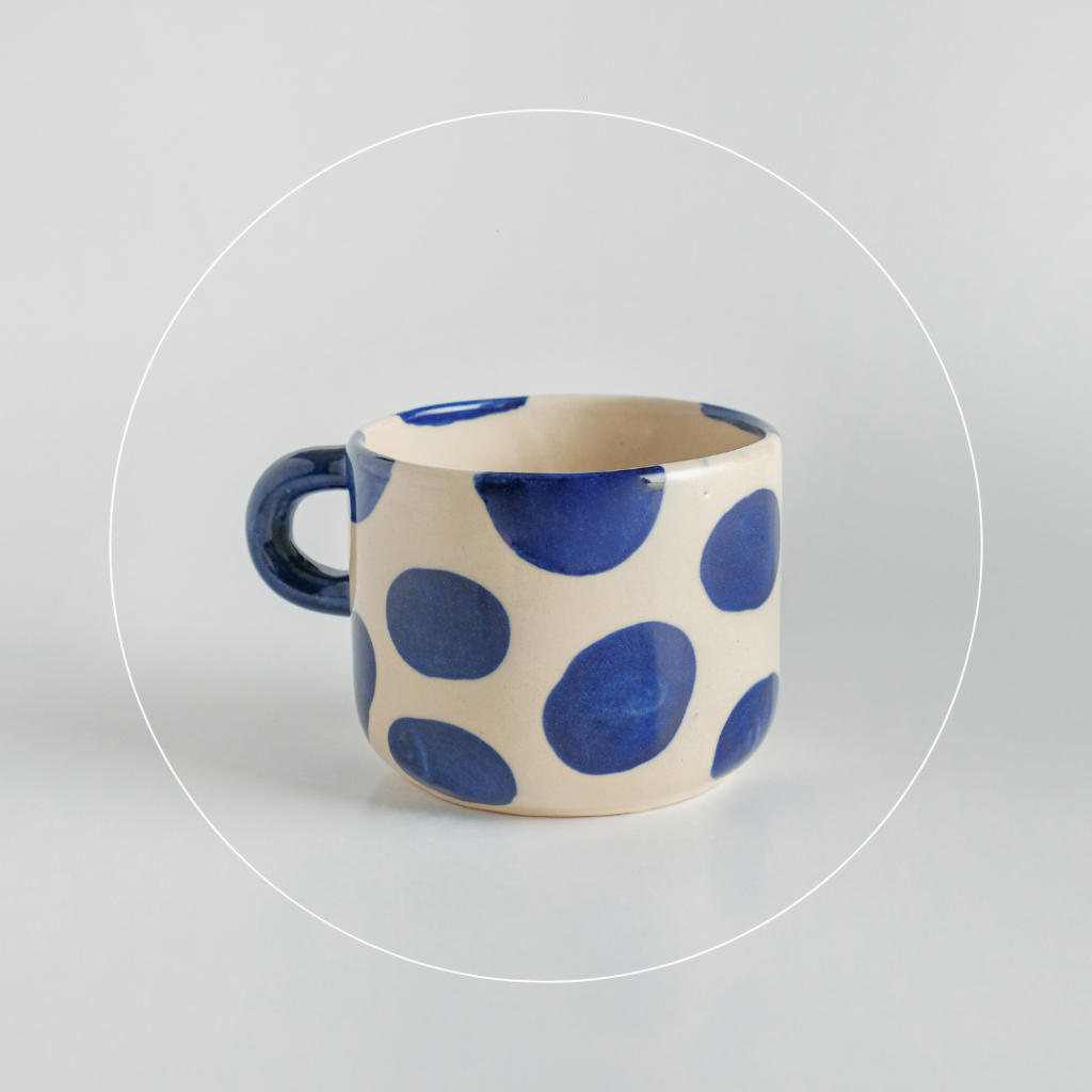 Ly uống nước gốm sứ có quai 380ml POLKA