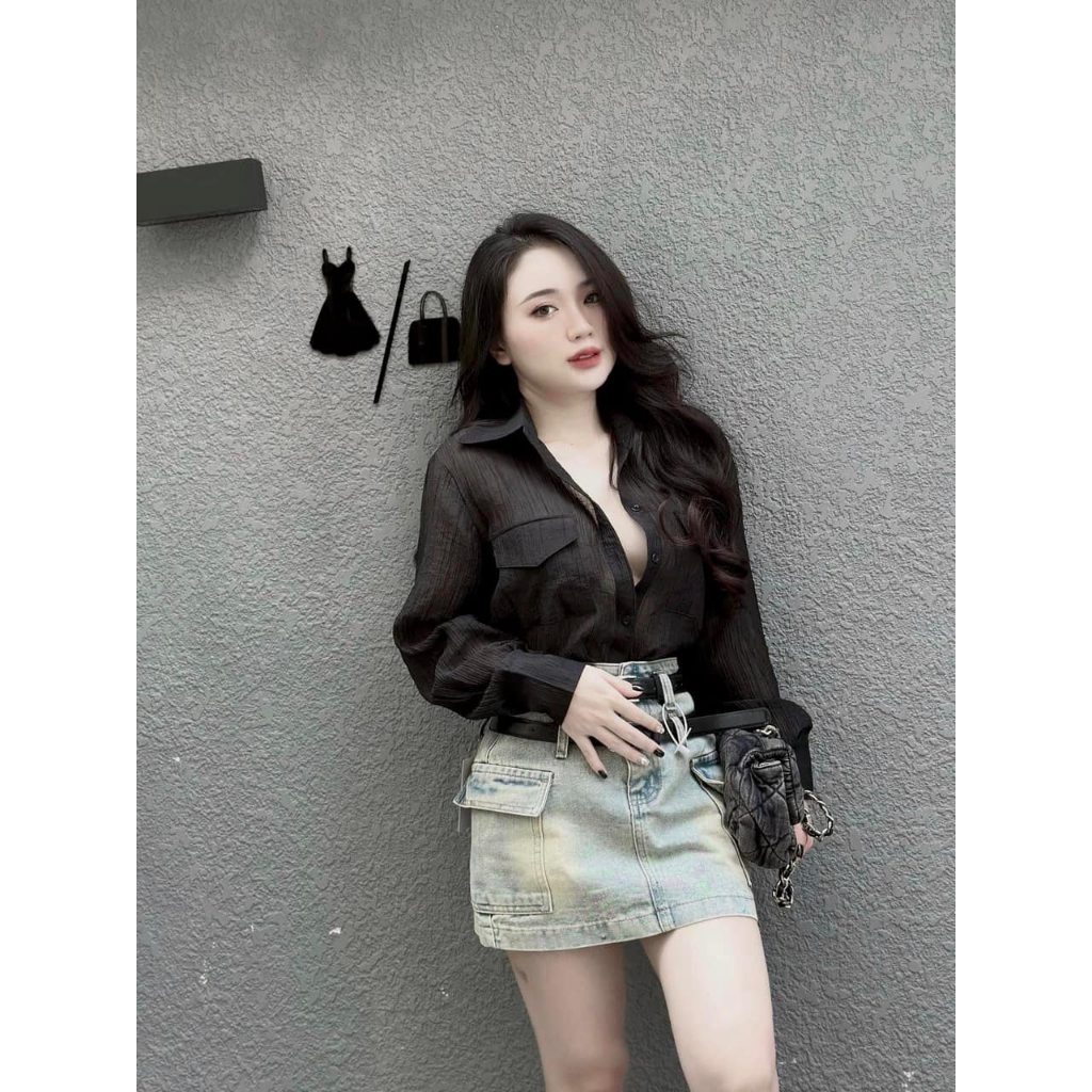 Sơ mi bigsize túi hộp chất Xô nhún.