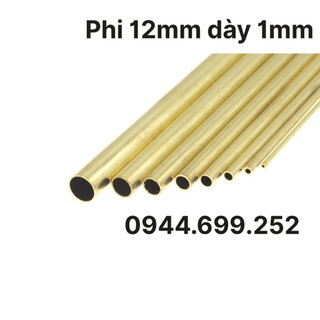 Ống đồng vàng phi 12mm, dày 1mm. dài 1m