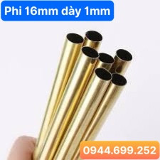 Ống đồng vàng phi 16mm, dày 1mm. dài 1m