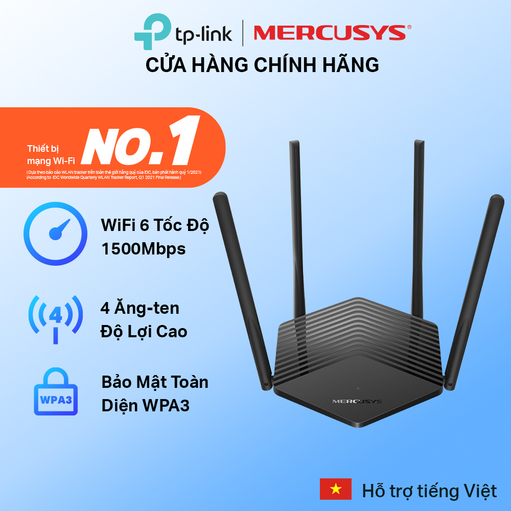  Bộ Phát Wifi 6 Mercusys MR60X Chuẩn AX Tốc Độ 1500Mbps