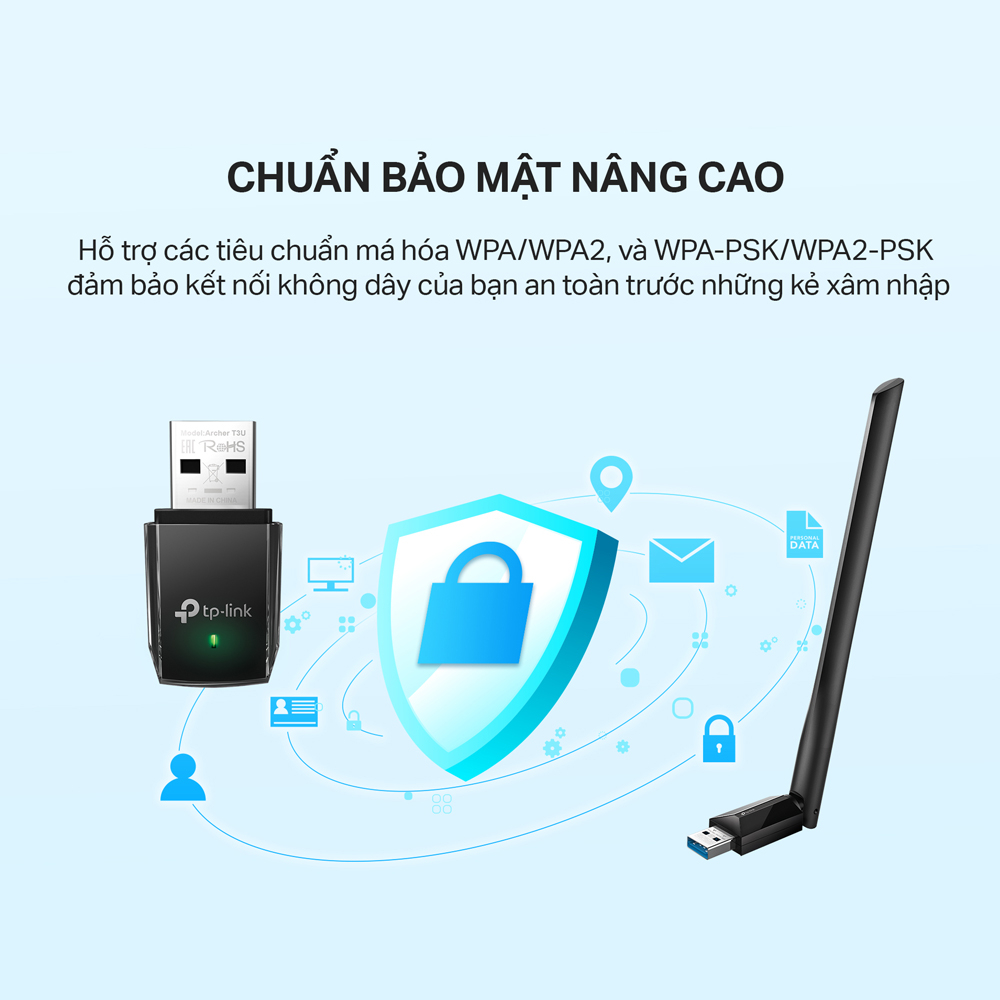 [Hỏa Tốc] Bộ Chuyển Đổi USB Wifi TP-Link Archer T3U Băng Tần Kép Chuẩn AC 1300Mpbs