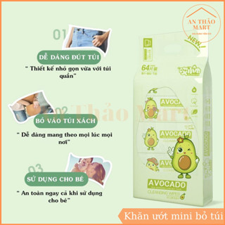 Túi khăn ướt 8 gói mini Sonahouse nước tinh khiết an toàn làn da bỏ túi