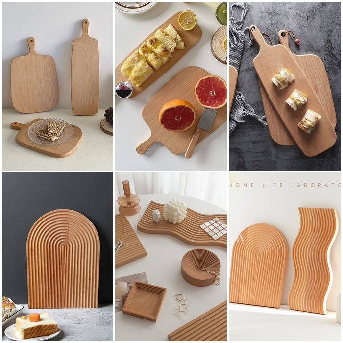(DÀY CHẮC_VÂN ĐẸP) Thớt Gỗ, Tre Cầm Tay Mộc Mạc, Khay Lượn Sóng Đựng Bánh Decor Chụp Ảnh