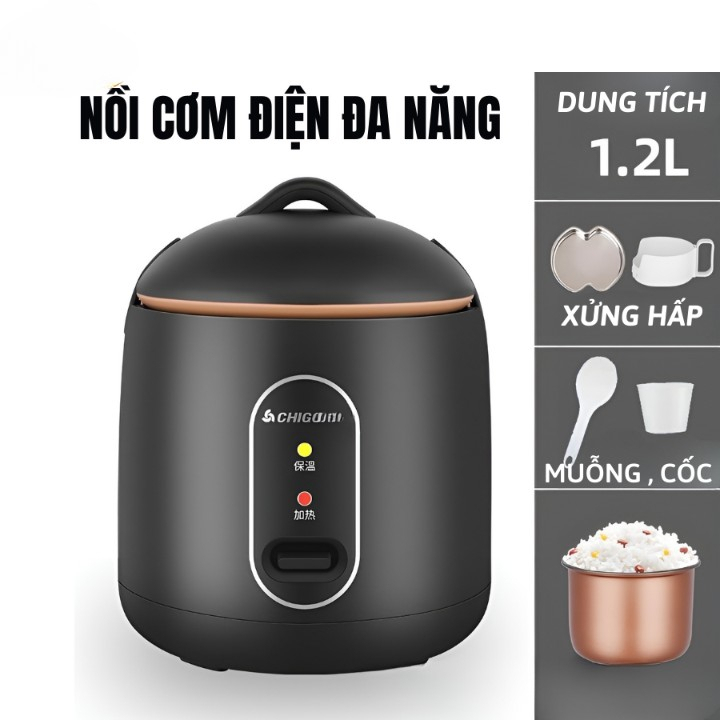 Nồi Cơm Điện Mini Chigo, Nấu Hầm Súp Cháo Đa Năng Dung Tích 1.2L Phù Hợp 2 Người Ăn BH 365 ngày - HTNO1