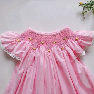 Đầm smock hồng pinky tay cánh tiên cho bé gái 1 tuổi - 12 tuổi