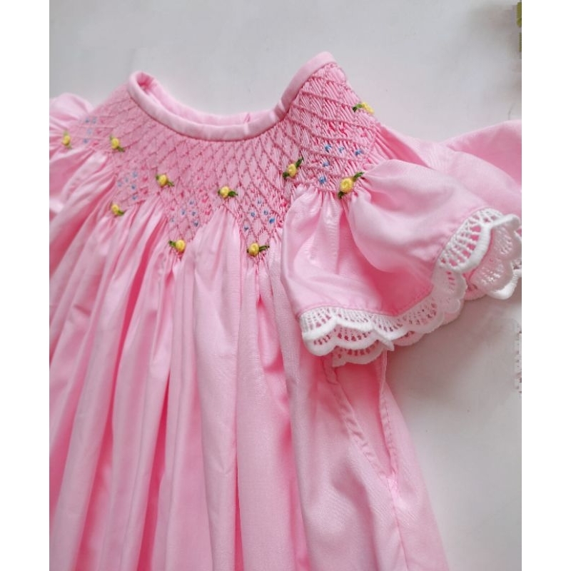 Đầm smock hồng pinky tay cánh tiên cho bé gái 1 tuổi - 10 tuổi