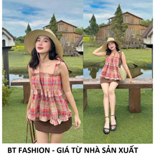 Áo Caro Babydoll Duyên Dáng, Vải Xịn - BT Fashion