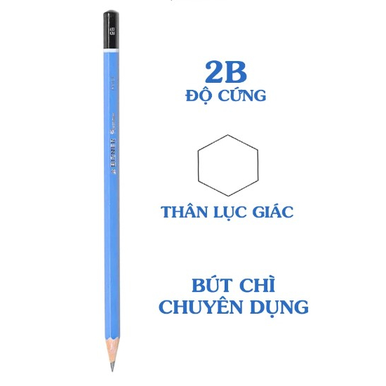 Bút chì gỗ, chì đen chuốt cao cấp 2B Thiên Long Bizner BIZ-P02 - thân lục giác không gôm - 1 Cây