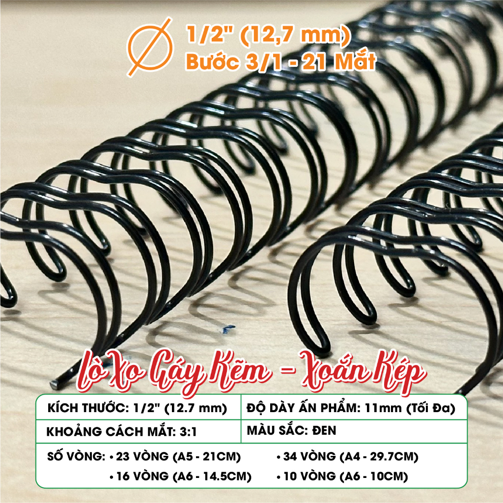 Lò Xo Gáy Kẽm 12.7 mm ( 1/2") - Bước 3:1- Đóng Sổ Tay, Lịch, Catalogue