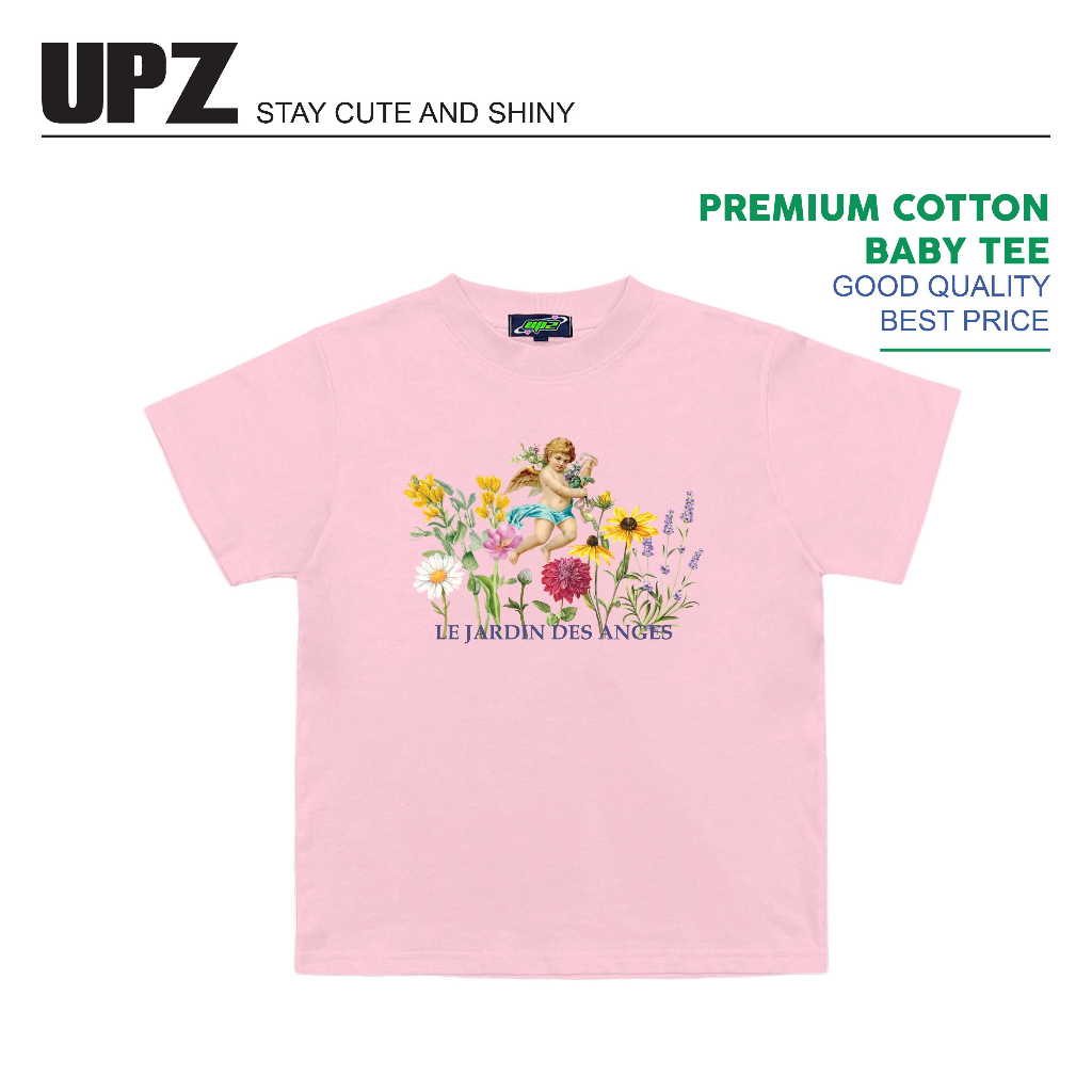 UPZ Áo Thun Baby Tee Tay Ngắn In Hoạ Tiết Thiên Thần (3 Màu)