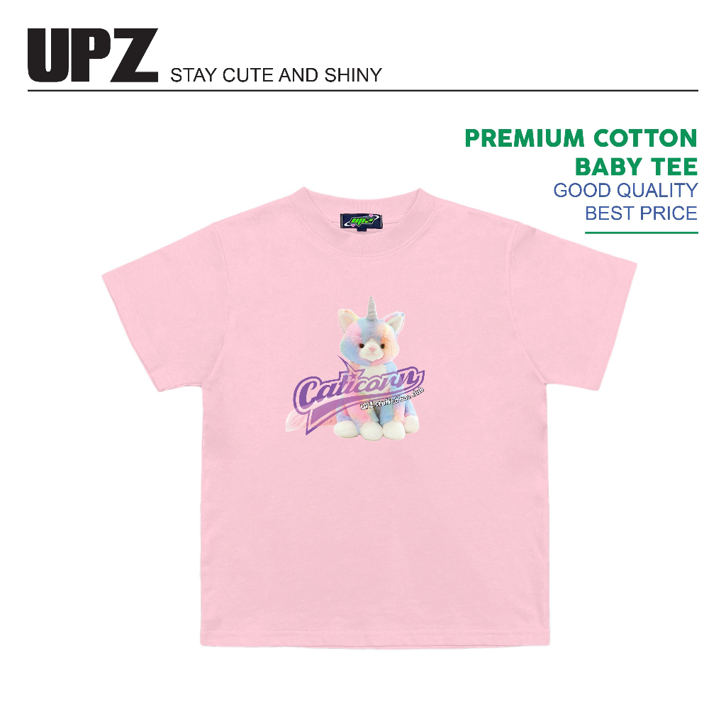 UPZ Áo Thun Baby Tee Tay Ngắn In Hoạ Tiết Mèo Kỳ Lân Caticorn (2 Màu)