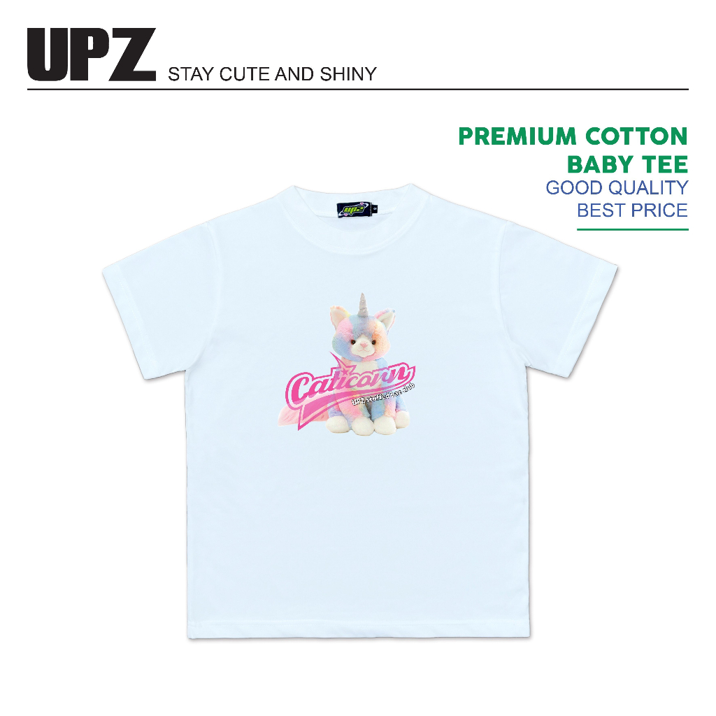 UPZ Áo Thun Baby Tee Tay Ngắn In Hoạ Tiết Mèo Kỳ Lân Caticorn (2 Màu)