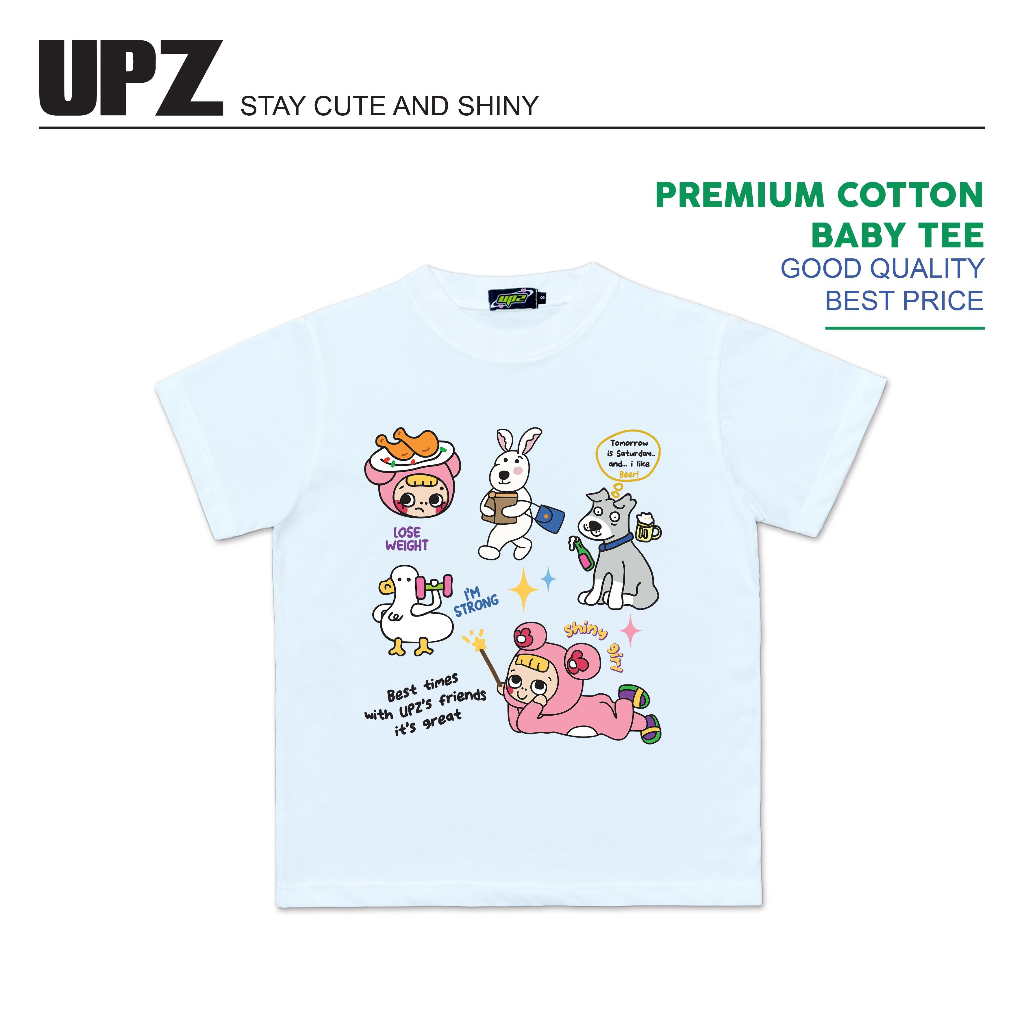 UPZ Áo Thun Baby Tee Tay Ngắn In Hoạ Tiết Cutie Friends Y2K (2 Màu)