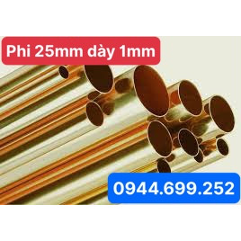Ống đồng vàng phi 25mm, dày 1mm. dài 1m
