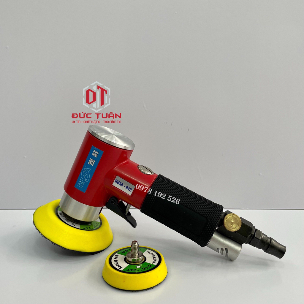 Máy Chà Nhám Dùng Hơi , Máy Đánh Bóng Mini , Hiệu Rusa - 942 - Tặng Kèm Đế 2icnh - 3icnh