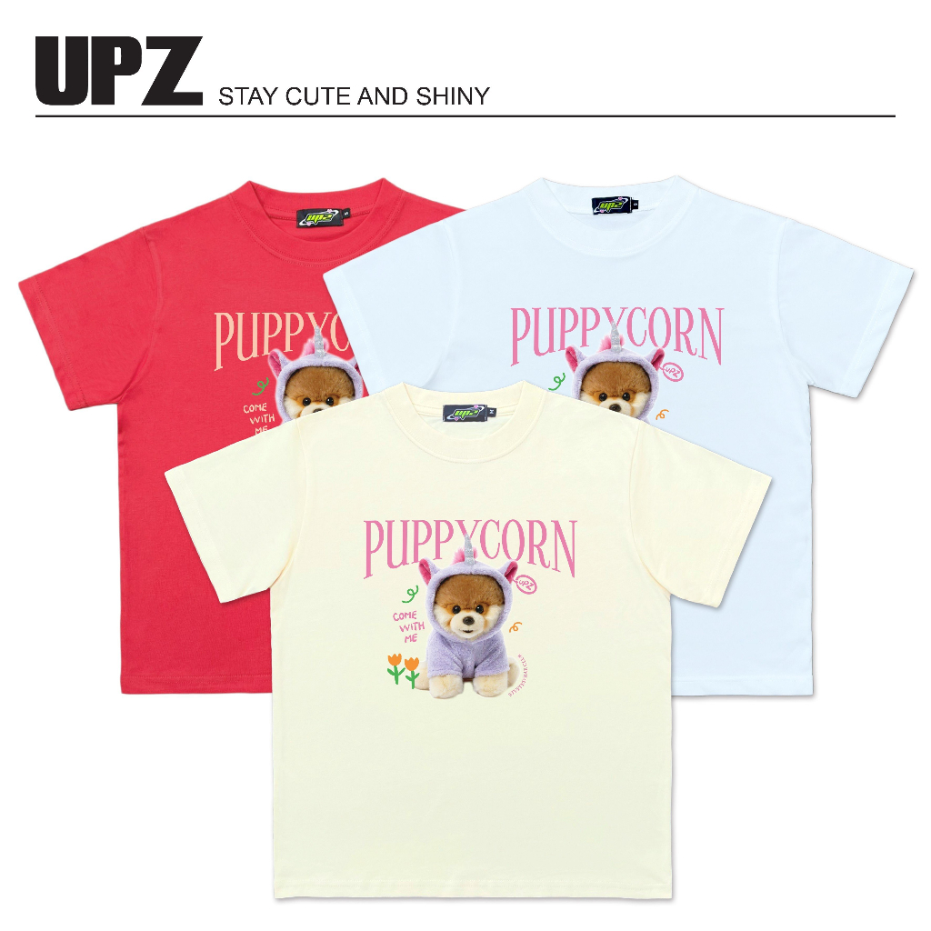 UPZ Áo Thun Baby Tee Tay Ngắn In Hoạ Tiết Chó Kỳ Lân Puppycorn (3 Màu)