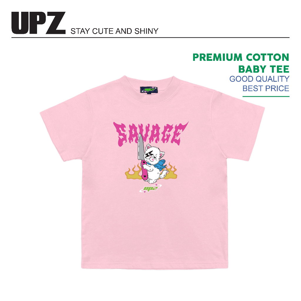 UPZ Áo Thun Baby Tee Tay Ngắn In Hoạ Tiết Mèo Savage (2 Màu)