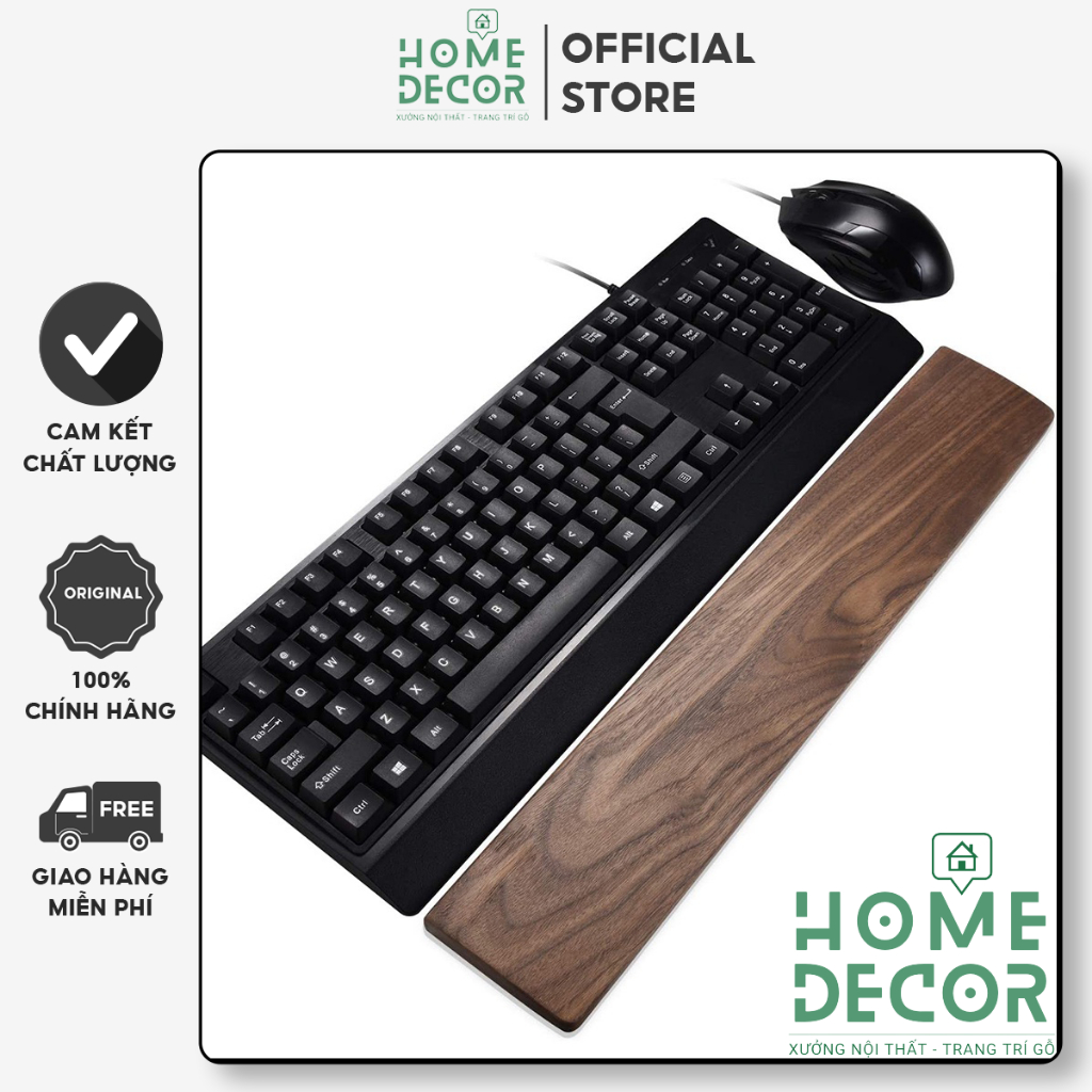 Kê tay bàn phím, Kê lót tay bàn phím gỗ tự nhiên cao cấp cho bàn phím cơ HOMEDECOR, Kích thước 96% 37,5cm