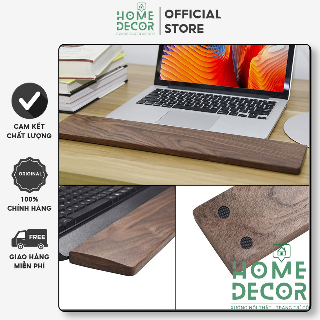 Kê tay bàn phím, Kê lót tay bàn phím gỗ tự nhiên cao cấp cho bàn phím cơ HOMEDECOR, Kích thước 75% 33cm