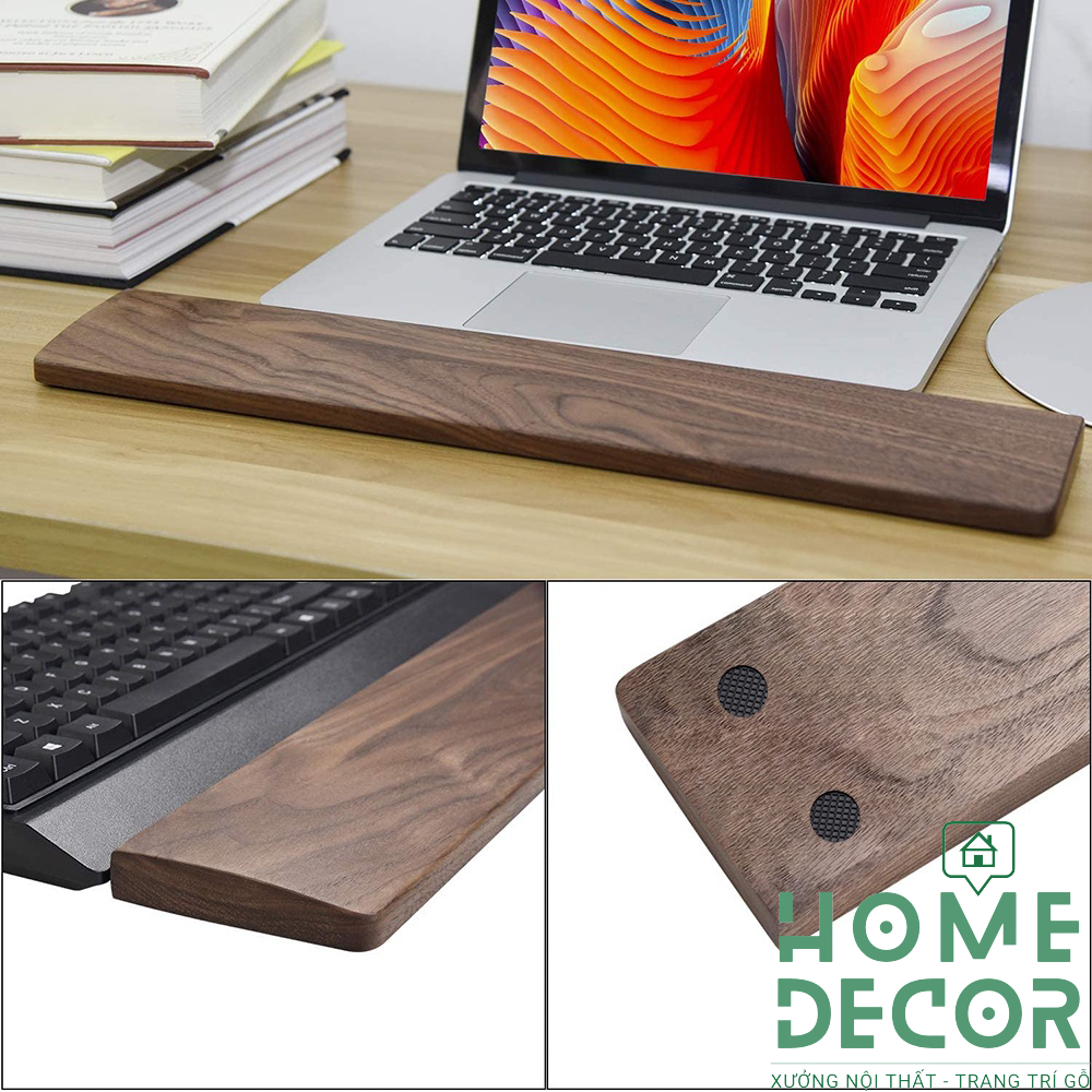 Kê tay bàn phím, Kê lót tay bàn phím gỗ tự nhiên cao cấp cho bàn phím cơ HOMEDECOR, Kích thước Full size 44cm