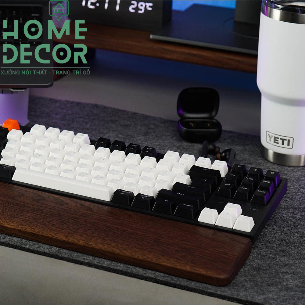 Kê tay bàn phím, Kê lót tay bàn phím gỗ tự nhiên cao cấp cho bàn phím cơ HOMEDECOR, Kích thước Full size 44cm