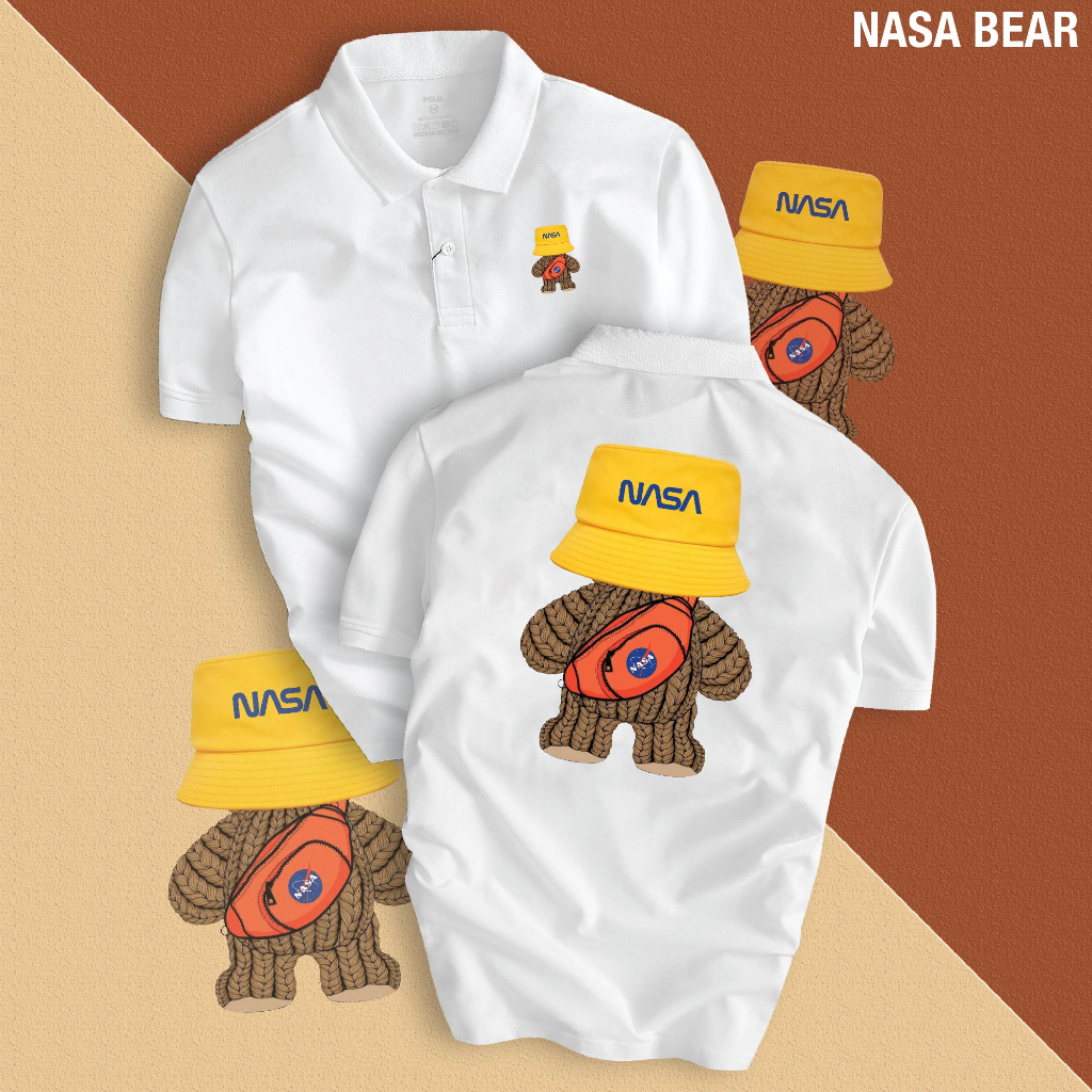 Áo Thun POLO Nam Nữ NASA BEAR cổ bẻ vải Cá Sấu Cotton cao cấp chuẩn form