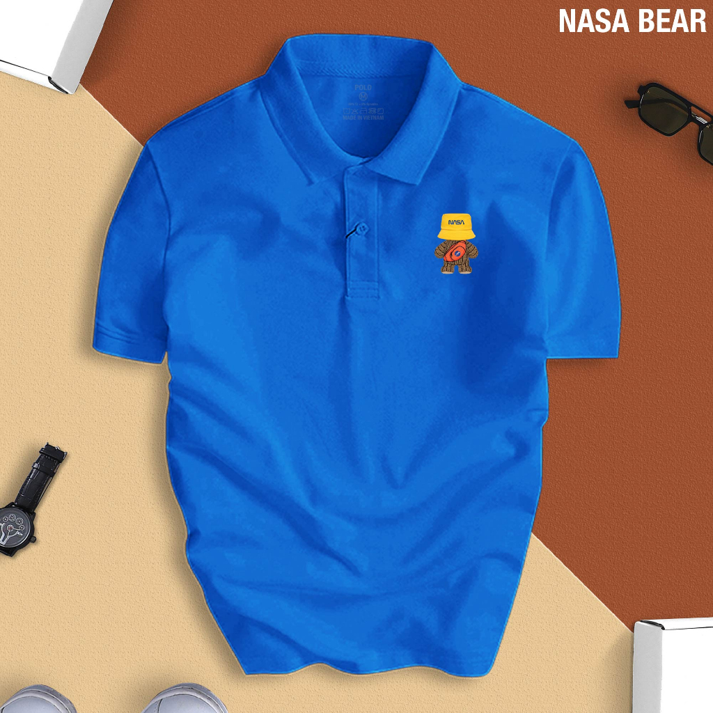 Áo Thun POLO Nam Nữ NASA BEAR cổ bẻ vải Cá Sấu Cotton cao cấp chuẩn form