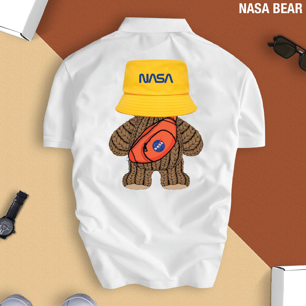 Áo Thun POLO Nam Nữ NASA BEAR cổ bẻ vải Cá Sấu Cotton cao cấp chuẩn form