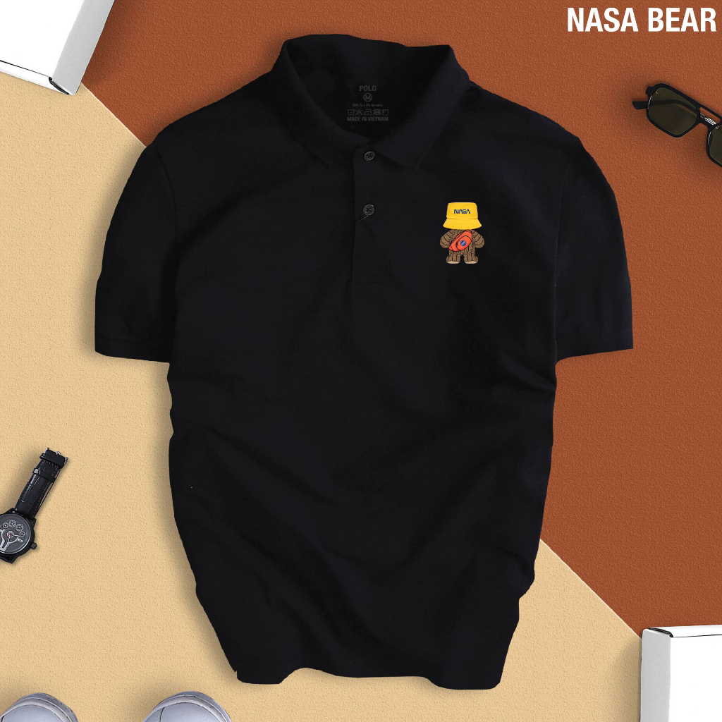 Áo Thun POLO Nam Nữ NASA BEAR cổ bẻ vải Cá Sấu Cotton cao cấp chuẩn form