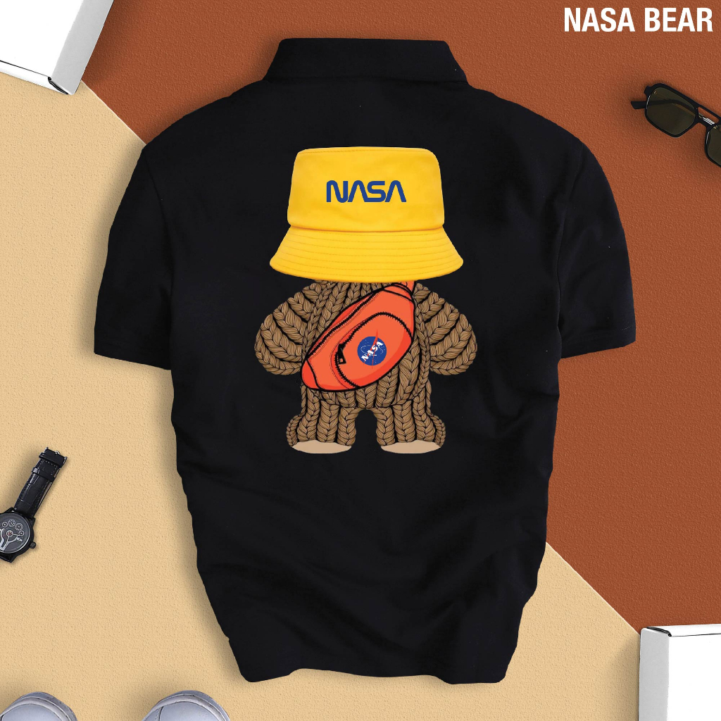 Áo Thun POLO Nam Nữ NASA BEAR cổ bẻ vải Cá Sấu Cotton cao cấp chuẩn form