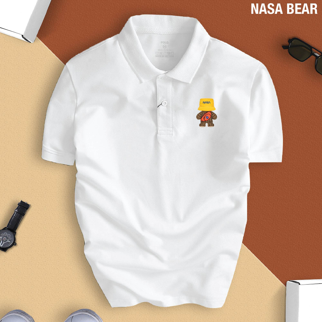 Áo Thun POLO Nam Nữ NASA BEAR cổ bẻ vải Cá Sấu Cotton cao cấp chuẩn form