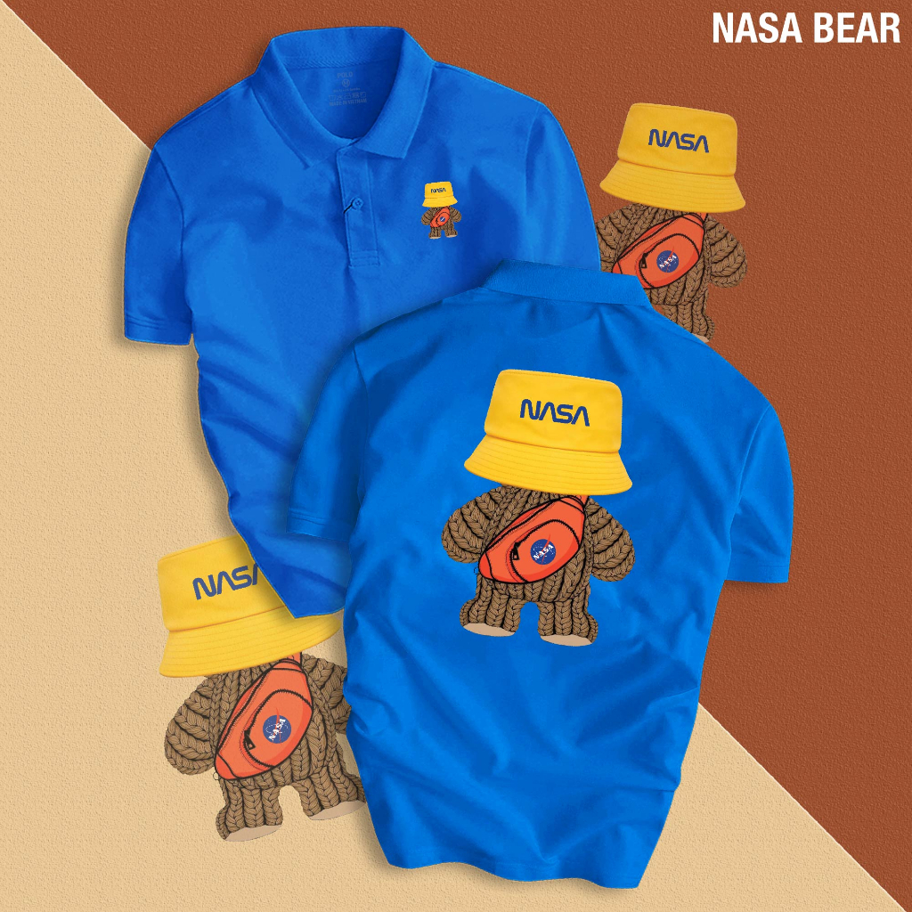 Áo Thun POLO Nam Nữ NASA BEAR cổ bẻ vải Cá Sấu Cotton cao cấp chuẩn form