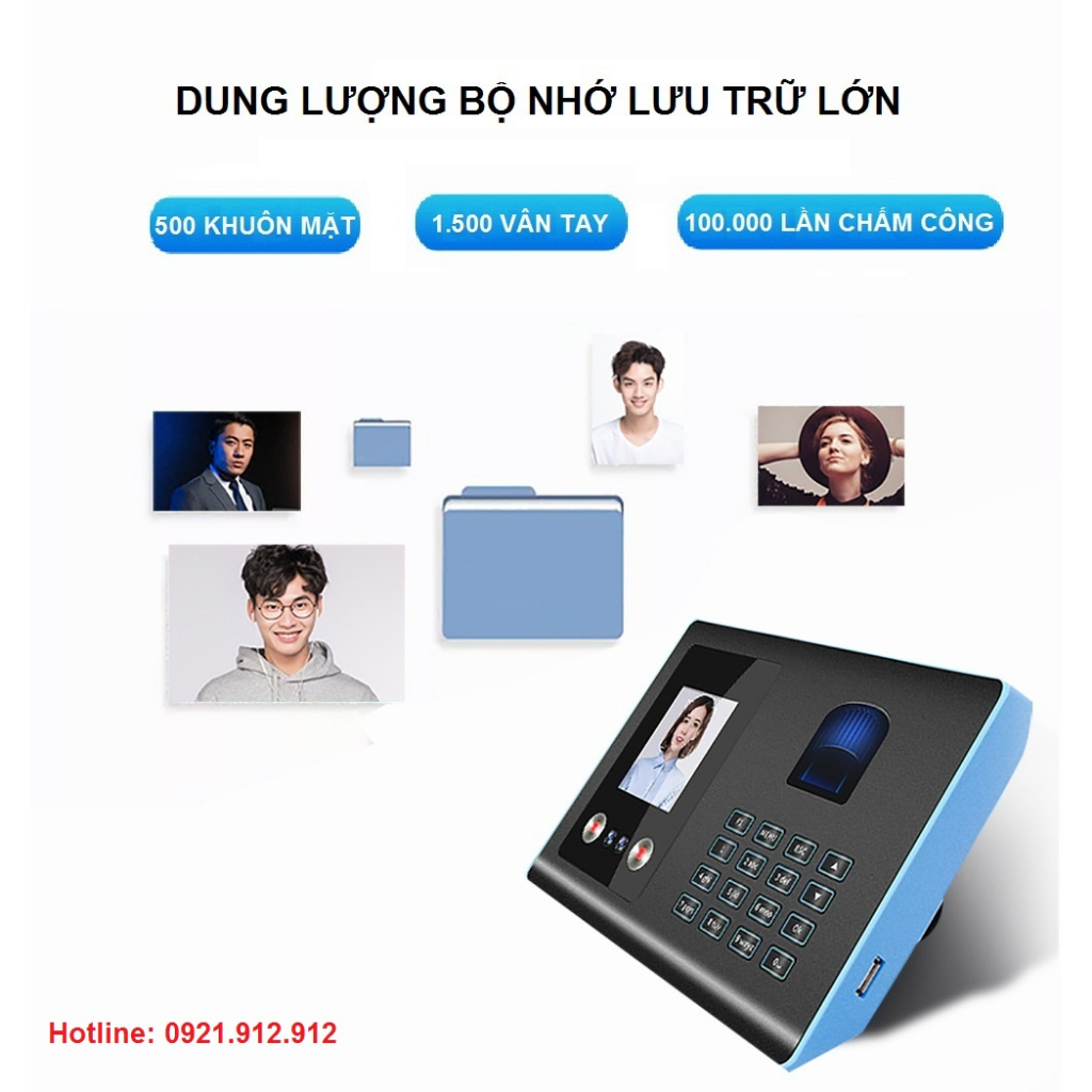 Máy Chấm Công Hỗ Trợ Cả Nhận Diện Khuôn Mặt và Vân Tay AF01 Tặng kèm USB 8GB)