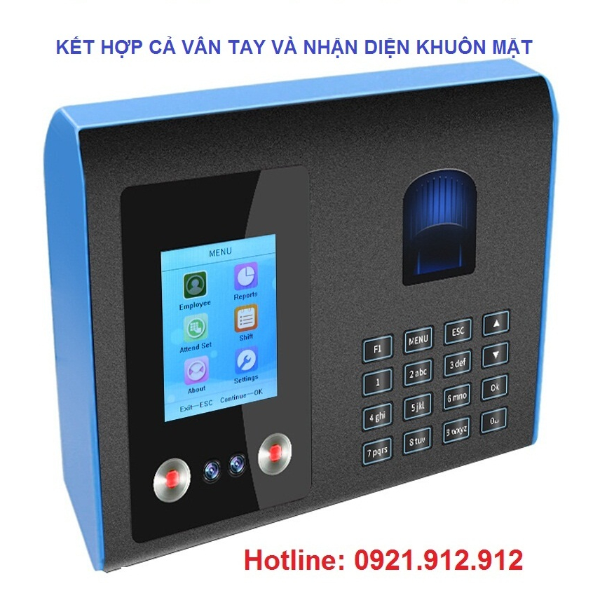 Máy Chấm Công Hỗ Trợ Cả Nhận Diện Khuôn Mặt và Vân Tay AF01 Tặng kèm USB 8GB)