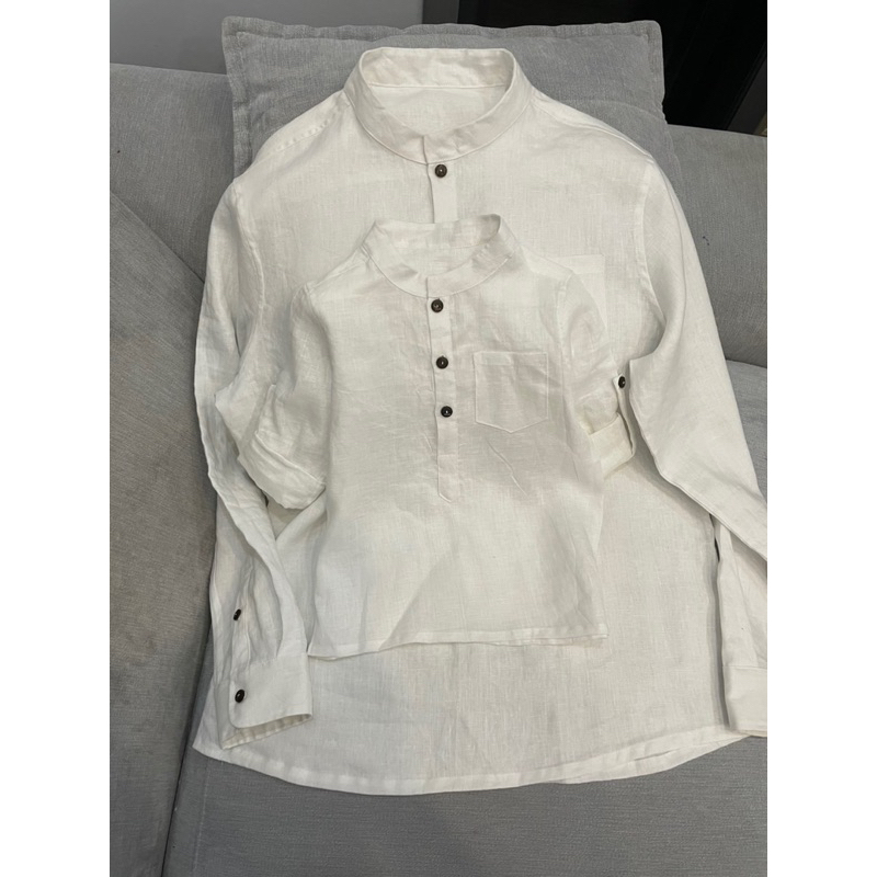 Áo bố linen cặp với con