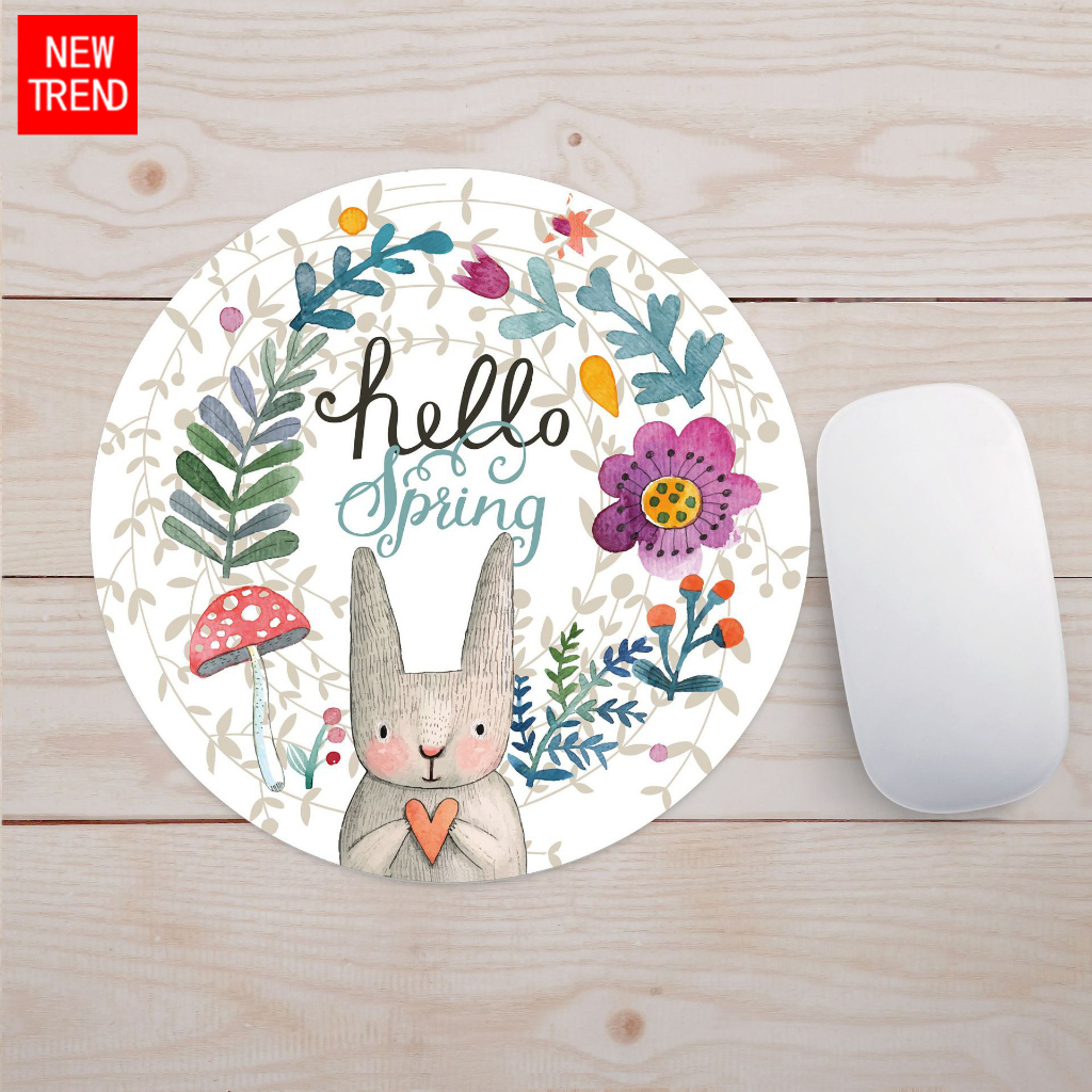 Bàn di chuột êm tay bằng cao su hình tròn chống trượt, chống thấm nước, hình ngộ nghĩnh dễ thương