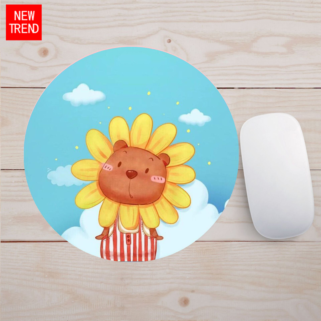 Bàn di chuột êm tay bằng cao su hình tròn chống trượt, chống thấm nước, hình ngộ nghĩnh dễ thương