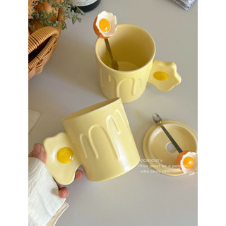 Tách gốm vàng bơ eggs siêu cưng