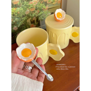 Tách gốm vàng bơ eggs siêu cưng