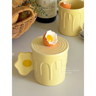 Tách gốm vàng bơ eggs siêu cưng