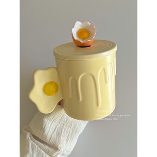 Tách gốm vàng bơ eggs siêu cưng
