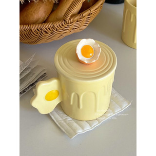 Tách gốm vàng bơ eggs siêu cưng