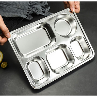 Khay cơm văn phòng 5 ngăn inox 304 kèm nắp sâu lòng sáng bóng cao cấp