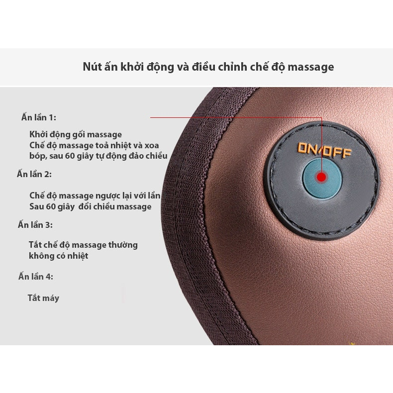 Gối Massage Cổ Vai Gáy Toàn Thân 8 bi Đảo Chiều Cao Cấp, Máy Massage Hồng Ngoại Chính Hãng - Bảo Hành 2 Năm
