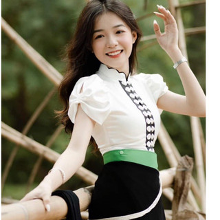 Áo Cóm Dân Tộc Thái vải lụa phi bóng