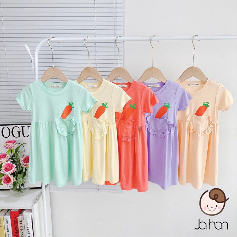 VÁY  THUN LẠNH  CÀ RỐT  CHO BÉ GÁI 8-25kg