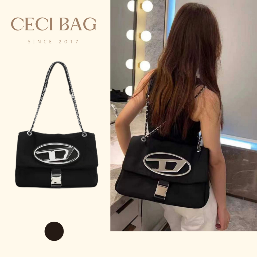 Túi xách nữ vải dù túi chữ D quai xích trendy đeo chéo 8304